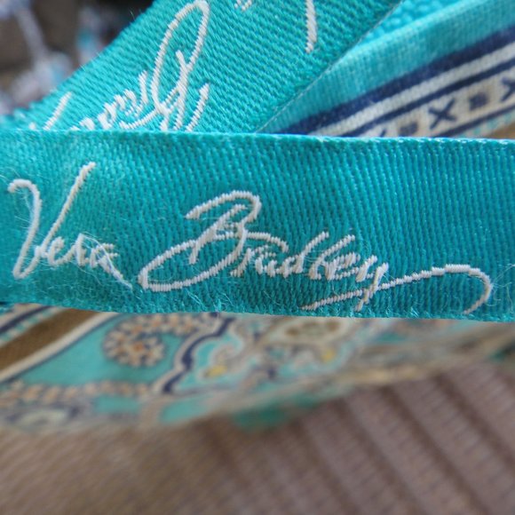 Vera Bradley TOTALLY TURQ  Shoulder Bag Tote Zip Top Purse Turquoise Paisley - Picture 7 of 14